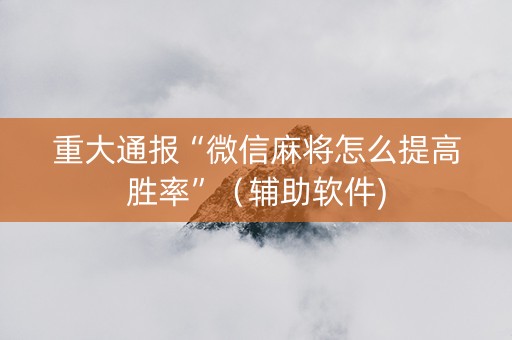 重大通报“微信麻将怎么提高胜率”（辅助软件)