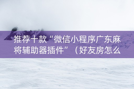 推荐十款“微信小程序广东麻将辅助器插件”（好友房怎么才能赢)