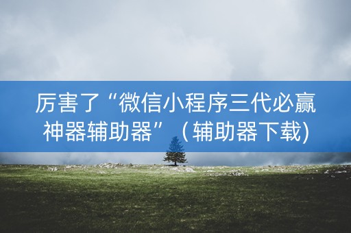 厉害了“微信小程序三代必赢神器辅助器”（辅助器下载)