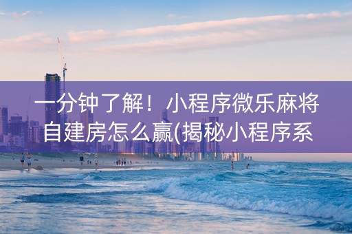 一分钟了解！小程序微乐麻将自建房怎么赢(揭秘小程序系统发好牌)