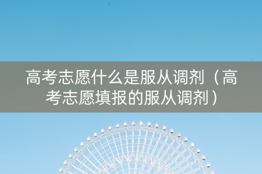 高考志愿什么是服从调剂（高考志愿填报的服从调剂）