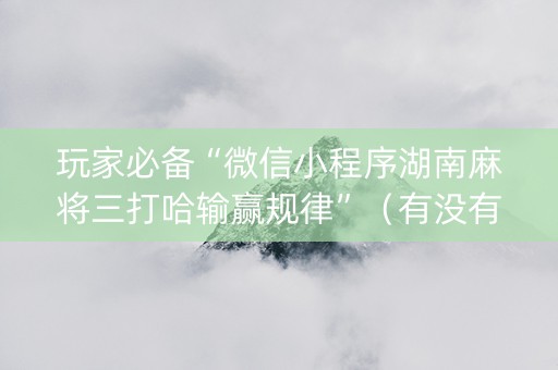 玩家必备“微信小程序湖南麻将三打哈输赢规律”（有没有猫腻)