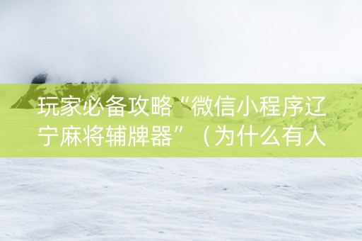 玩家必备攻略“微信小程序辽宁麻将辅牌器”（为什么有人一直赢)
