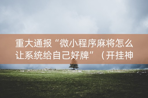 重大通报“微小程序麻将怎么让系统给自己好牌”（开挂神器下载)
