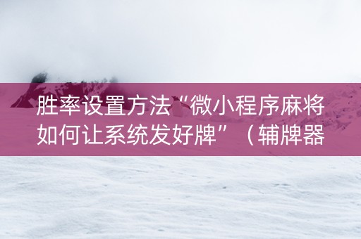 胜率设置方法“微小程序麻将如何让系统发好牌”(辅牌器插件购买) 胜率设置方法“微小程序麻将如何让系统发好牌”(辅牌器插件购买)