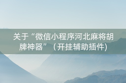 关于“微信小程序河北麻将胡牌神器”（开挂辅助插件)