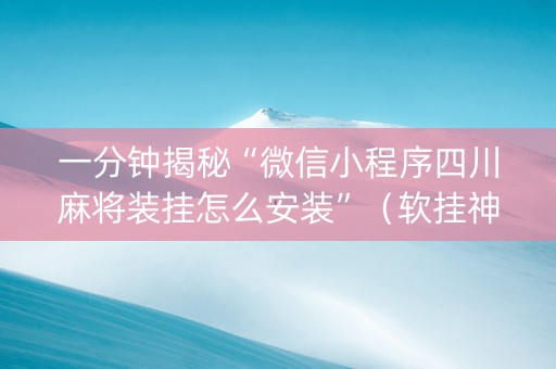 一分钟揭秘“微信小程序四川麻将装挂怎么安装”（软挂神器)