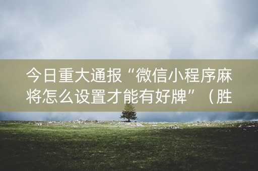 今日重大通报“微信小程序麻将怎么设置才能有好牌”（胜率到哪调)