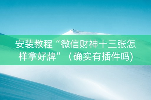 安装教程“微信财神十三张怎样拿好牌”（确实有插件吗)