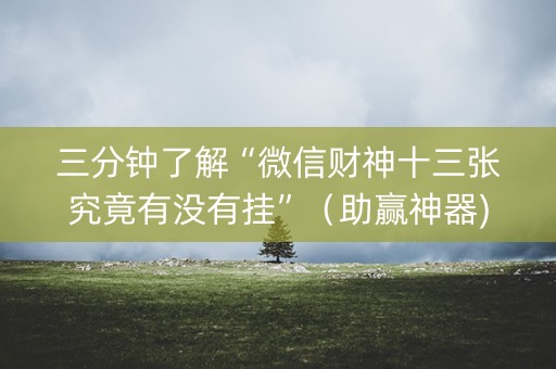 三分钟了解“微信财神十三张究竟有没有挂”（助赢神器)
