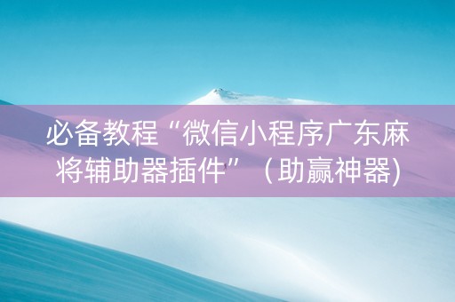 必备教程“微信小程序广东麻将辅助器插件”（助赢神器)