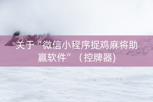 关于“微信小程序捉鸡麻将助赢软件”（控牌器)