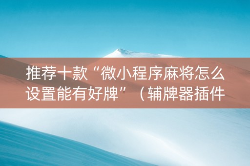 推荐十款“微小程序麻将怎么设置能有好牌”（辅牌器插件购买)