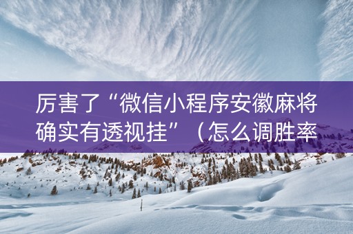 厉害了“微信小程序安徽麻将确实有透视挂”（怎么调胜率)