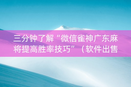 三分钟了解“微信雀神广东麻将提高胜率技巧”（软件出售)
