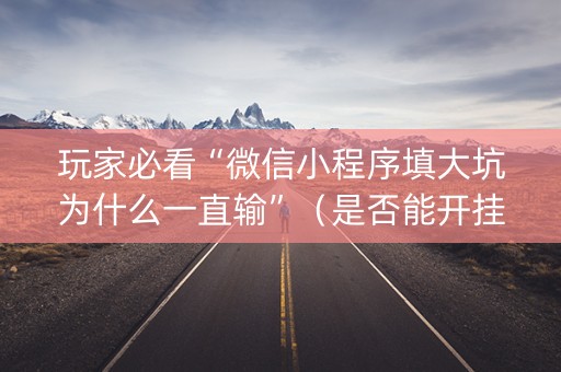 玩家必看“微信小程序填大坑为什么一直输”（是否能开挂)