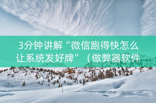 3分钟讲解“微信跑得快怎么让系统发好牌”（做弊器软件下载)