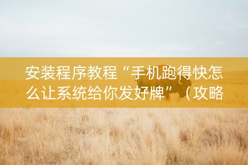 安装程序教程“手机跑得快怎么让系统给你发好牌”（攻略插件)
