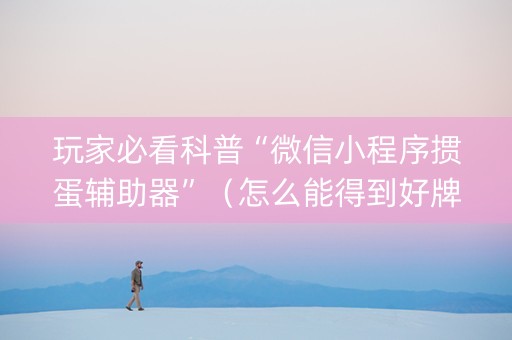 玩家必看科普“微信小程序掼蛋辅助器”（怎么能得到好牌)