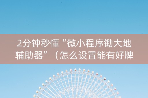 2分钟秒懂“微小程序锄大地辅助器”（怎么设置能有好牌)