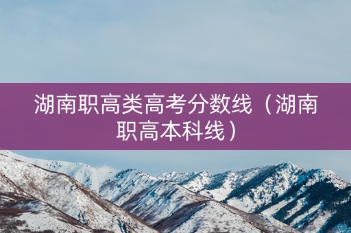 湖南职高类高考分数线（湖南职高本科线）