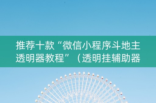 推荐十款“微信小程序斗地主透明器教程”（透明挂辅助器)
