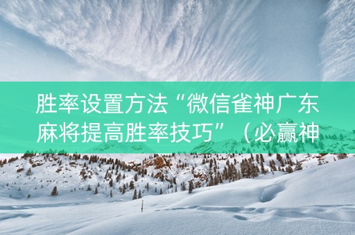 胜率设置方法“微信雀神广东麻将提高胜率技巧”（必赢神器免费安装)