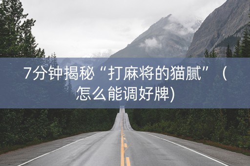 7分钟揭秘“打麻将的猫腻”（怎么能调好牌)
