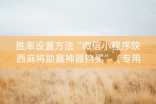 胜率设置方法“微信小程序陕西麻将助赢神器购买”（专用神器)