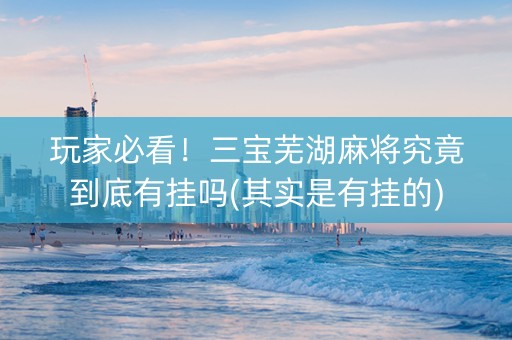 玩家必看！三宝芜湖麻将究竟到底有挂吗(其实是有挂的)