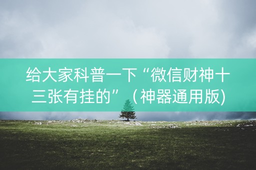 给大家科普一下“微信财神十三张有挂的”（神器通用版)
