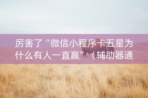厉害了“微信小程序卡五星为什么有人一直赢”（辅助器通用版)