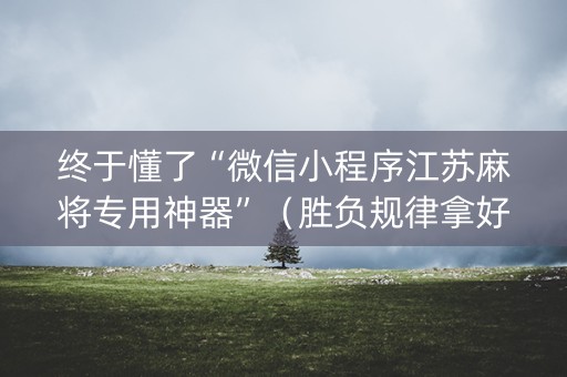 终于懂了“微信小程序江苏麻将专用神器”（胜负规律拿好牌)