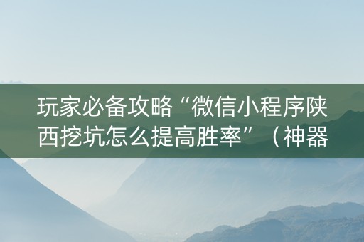 玩家必备攻略“微信小程序陕西挖坑怎么提高胜率”（神器最新免费)