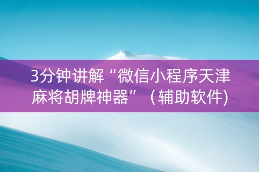 3分钟讲解“微信小程序天津麻将胡牌神器”（辅助软件)