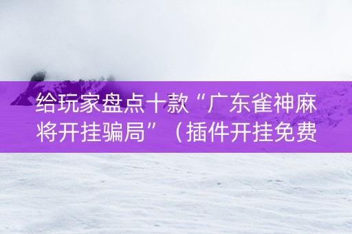 给玩家盘点十款“广东雀神麻将开挂骗局”（插件开挂免费AI)