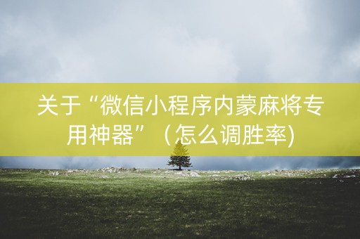 关于“微信小程序内蒙麻将专用神器”（怎么调胜率)