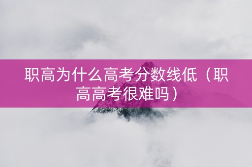 职高为什么高考分数线低（职高高考很难吗）