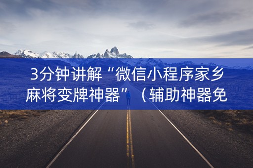 3分钟讲解“微信小程序家乡麻将变牌神器”（辅助神器免费)