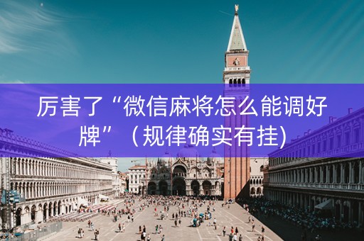 厉害了“微信麻将怎么能调好牌”（规律确实有挂)