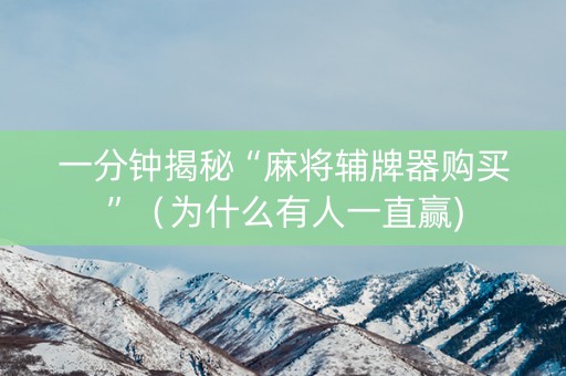 一分钟揭秘“麻将辅牌器购买”（为什么有人一直赢)