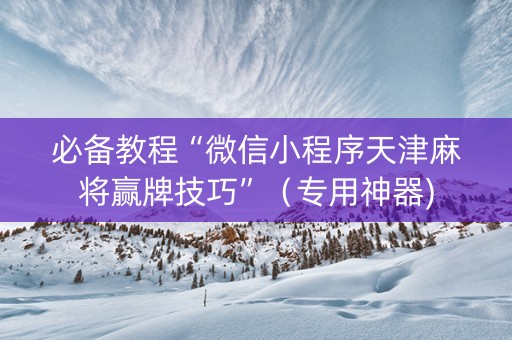 必备教程“微信小程序天津麻将赢牌技巧”（专用神器)