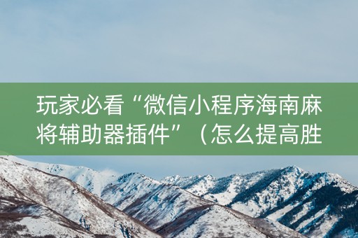 玩家必看“微信小程序海南麻将辅助器插件”（怎么提高胜率)