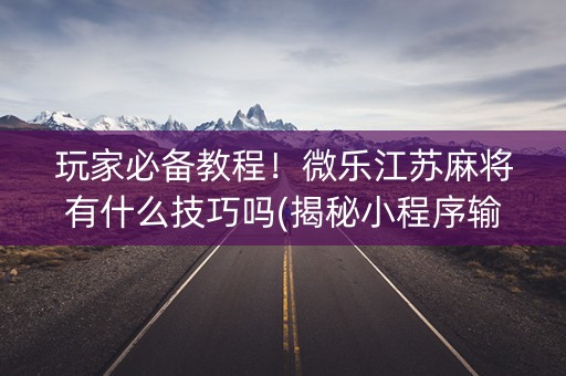 玩家必备教程！微乐江苏麻将有什么技巧吗(揭秘小程序输赢规律)