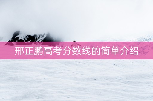 邢正鹏高考分数线的简单介绍