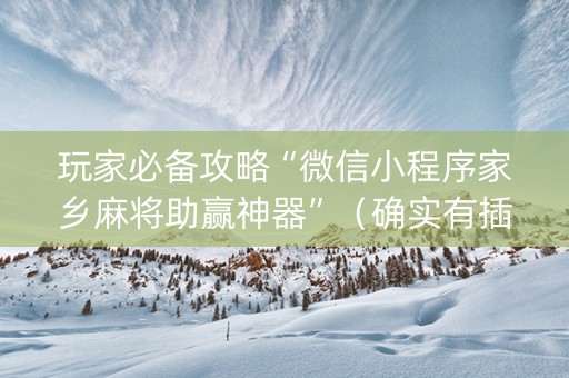 玩家必备攻略“微信小程序家乡麻将助赢神器”（确实有插件吗)