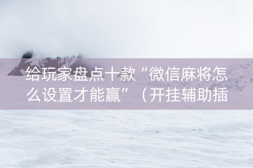 给玩家盘点十款“微信麻将怎么设置才能赢”（开挂辅助插件)