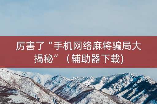 厉害了“手机网络麻将骗局大揭秘”（辅助器下载)