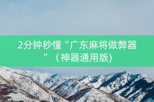2分钟秒懂“广东麻将做弊器”（神器通用版)