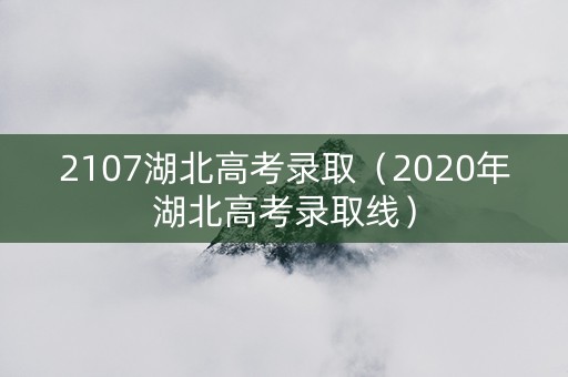 2107湖北高考录取（2020年湖北高考录取线）